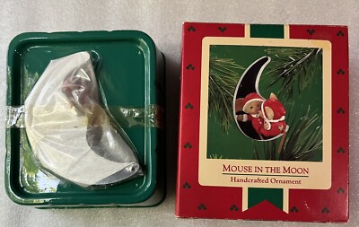 Hallmark Mouse in the Moon 1986 Keepsake Ornament Mirror Reflection NEW QX4166