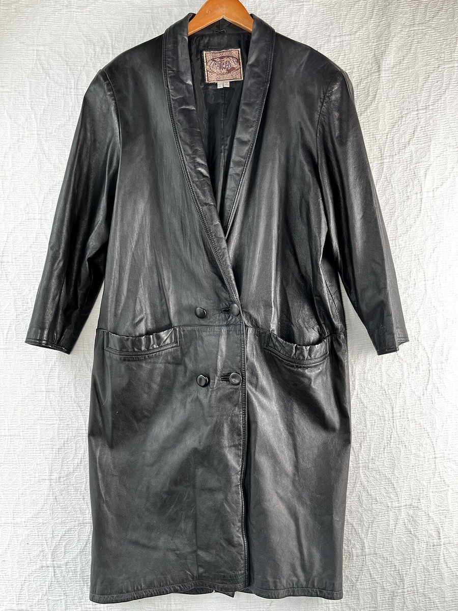 Vintage International Leather Company Black Leather Trench
