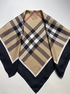 Unisex Classic Burberry Scarf NWT Check Equestrian Knight Black