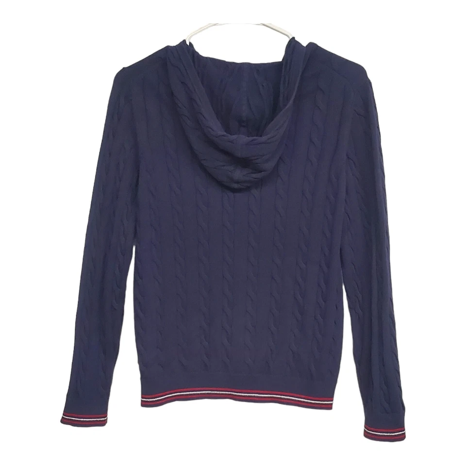 Brooks Brothers Fleece Girl's Long Sleeve Navy Blue Ribbed Zip Up Sweater Size L - Image 2 of 4
