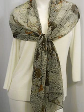 Cejon Ladies Scarf All Occasion Brown Floral Print 70 X 21
