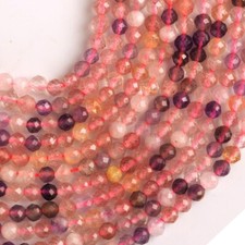 Natural Super Seven Gemstone Micro Faceted Cut Round Loose Beads String 15.5"