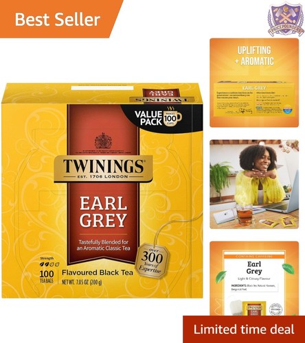 Earl Grey Tea Bags 100 Count Caffeinated Citrus Bergamot Brew Hot or Iced