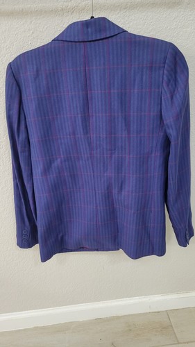 MICHELLE STUART Petite WOOL BLEND BLAZER JACKET Purple CREST BUTTONS Size 14 - Picture 5 of 7