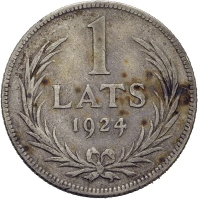 Lettland 1 Lats  4,9 g Silber 1924  Münze Original #LAM20 - Bild 1 von 2
