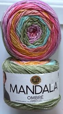 1 skein MANDALA OMBRE in TRANQUIL by LION BRAND 5.3oz 344yds Self Striping Yarn