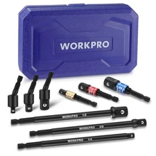 WORKPRO 9PCS Impact Grade Socket Adapter Set Basic/Swivel/Long for Power Drill