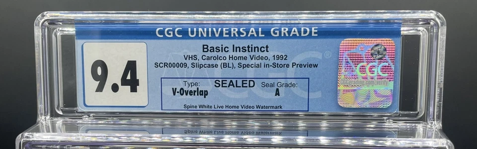 CGC 9.4 A 1992 Basic Instinct VHS MOVIE Sealed Graded New IGS VGA - Image 3 of 3