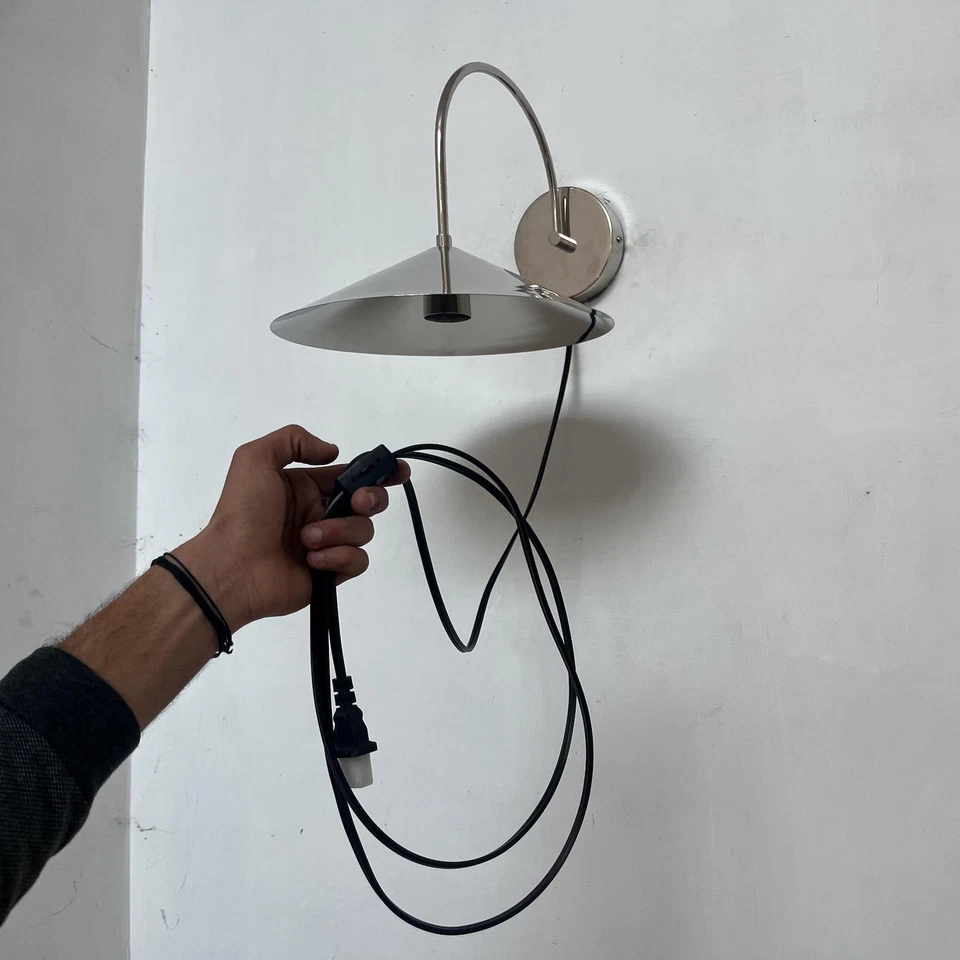 Mid Century Plug-In Wall Sconce: Chrome Finish, Decorative Lighting - Image 3 of 4