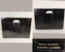 Leather Crocodile Embossed Large Black Clutch Hand Bag Z4751