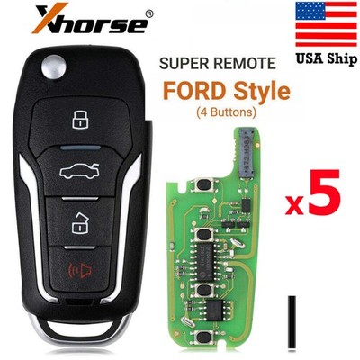 5x Xhorse XEFO01EN VVDI Super Remote Key For Ford 4 Button For VVDI Key Tool Max