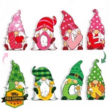 Valentine St Patricks Day Gnome Wooden Sign Tiered Tray Decor