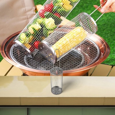 Kompakter Grillkorb mit den Maßen 37 x 9 cm zur platzsparenden Aufbewahrung