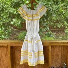 Lisa Marie Fernandez X Target White And Yellow Linen Blend Midi Dress XS. NEW