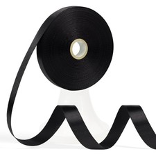 5/8 Inch x 60 Yards Black Satin Ribbon Solid Polyester Fabric Gift Wrapping