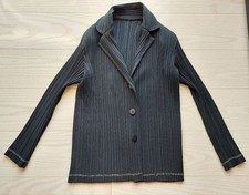 ISSEY MIYAKE FETE Tailored Jacket Black with Silver Thread Pleats