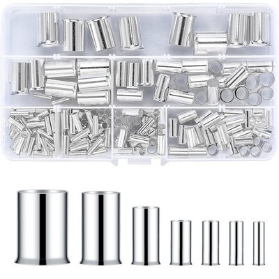 180 Pcs Wire Ferrules Kits Wire Crimp Connector Ferrules Silver Plated Copper...