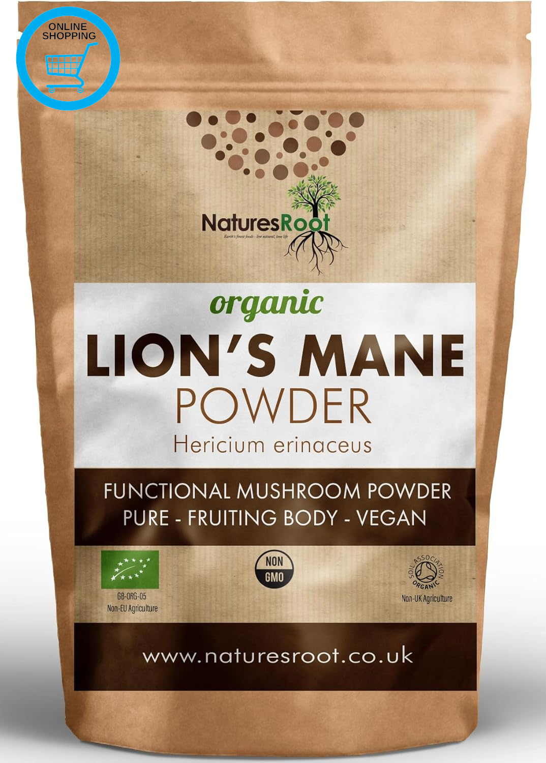 Nature’S Root Organic Lion’S Mane Mushroom Powder 200G – 100% Fruiting Body (Her