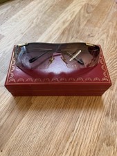 Cartier Rimless Wraparound Sunglasses Gold Plated With Box