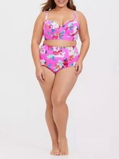 Torrid Floral Underwire Bikini Set Size 1 Hot Pink High Waisted Swim Plus 14 16