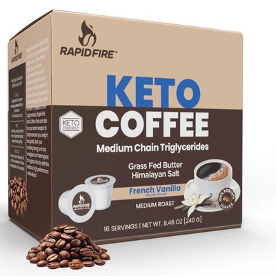 Rapidfire French Vanilla Ketogenic High Performance Keto Coffee Pods, Support...