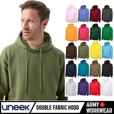 Uneek Hooded Sweatshirt Pullover Casual Classic Thick Sports Jumper Mens Hoody