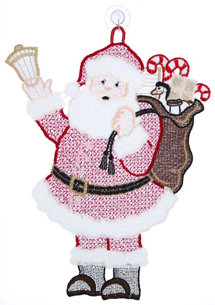 Fensterbild Weihnachten Plauener Spitze Weihnachtsdekoration Weihnachtsmann 27Cm-image