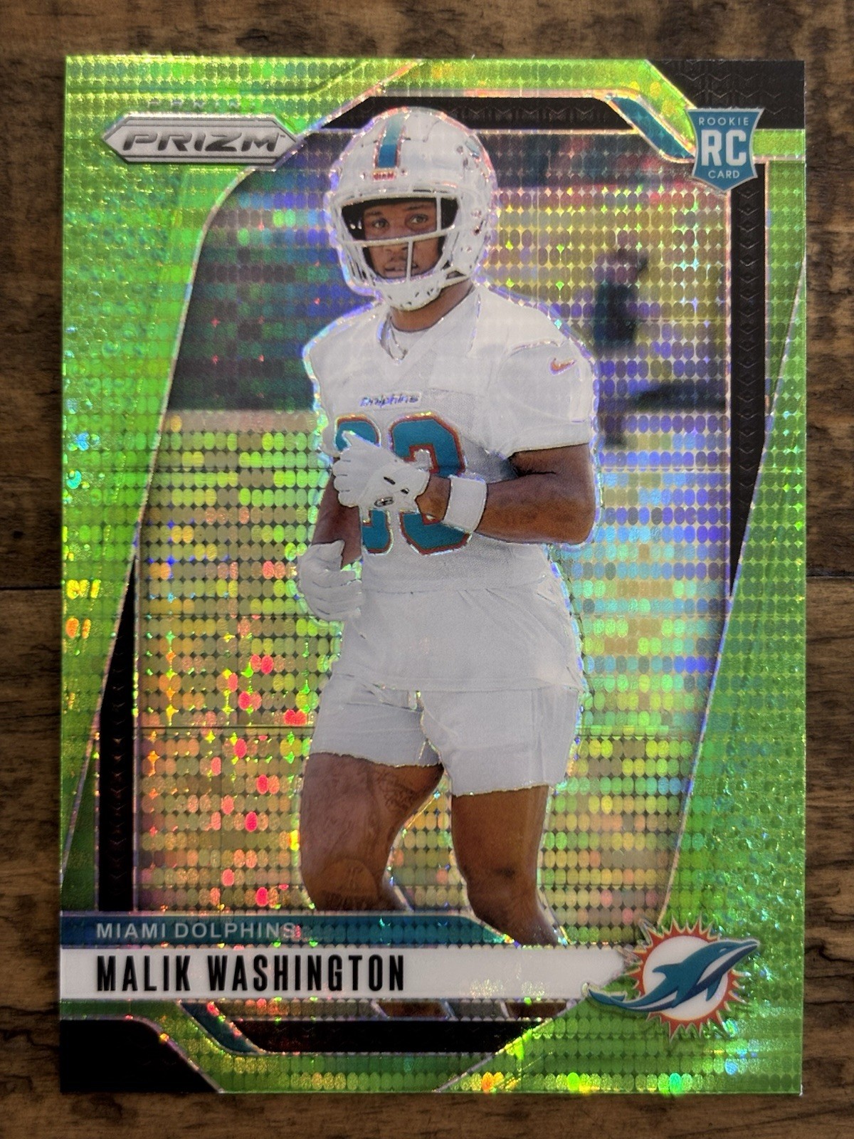 2024 Panini Prizm Malik Washington Neon Green Pulsar RC Miami Dolphins #371