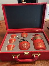 6 pc 2026 Chinese Theme Tea Set in Red with Storage Box
