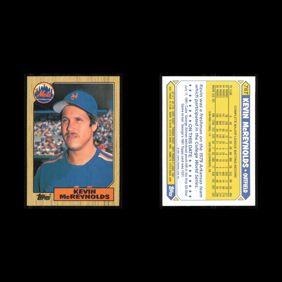 Kevin McReynolds #76T 1987 Tiffany Topps Traded New York Mets Baseball Card MLB - Image 3 of 3