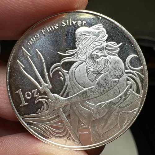 1 oz. POSEIDON Trident Silver rounds BU .999 fine silver