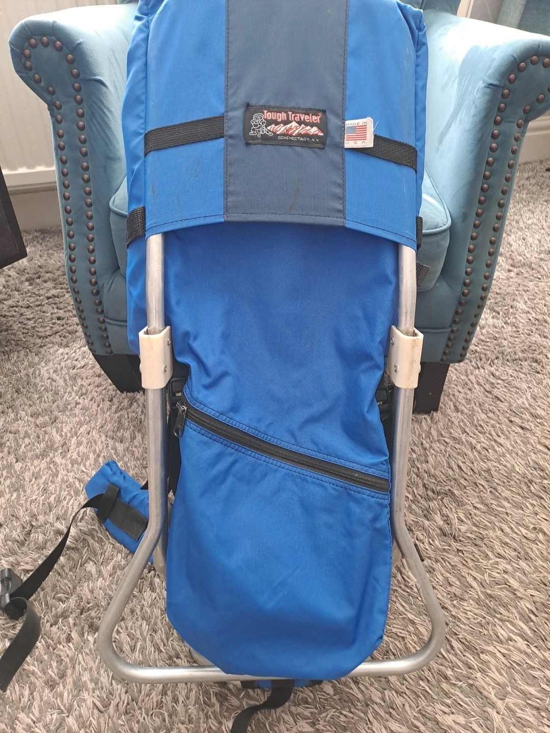 Tough Traveler Child Carrier Backpack Blue Frame Carrier Made in USA Hiking