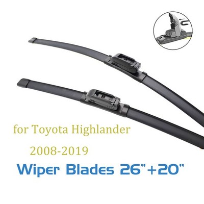 2,Windshield wiper blades set 26 20 for Toyota Highlander 2008-2019 front J-hook