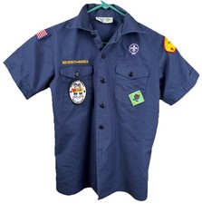 Boy Scouts of America BSA Youth Shirt Large Blue Cub Patches