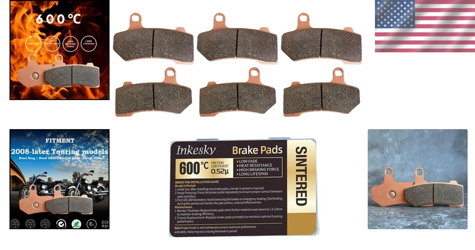 Pastillas de freno sinterizadas de alto rendimiento para modelos Harley Davidson Touring y V-Rod Foto 2 de 4