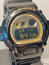 Casio G-Shock DW-6900CB 3230 Black  Gold Gloss Digital Watch Reversive Display