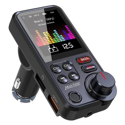 Bluetooth FM Transmitter - Auto Adapter Freisprecheinrichtung 1,8 Bildschirm, Mikrofon, QC3.0