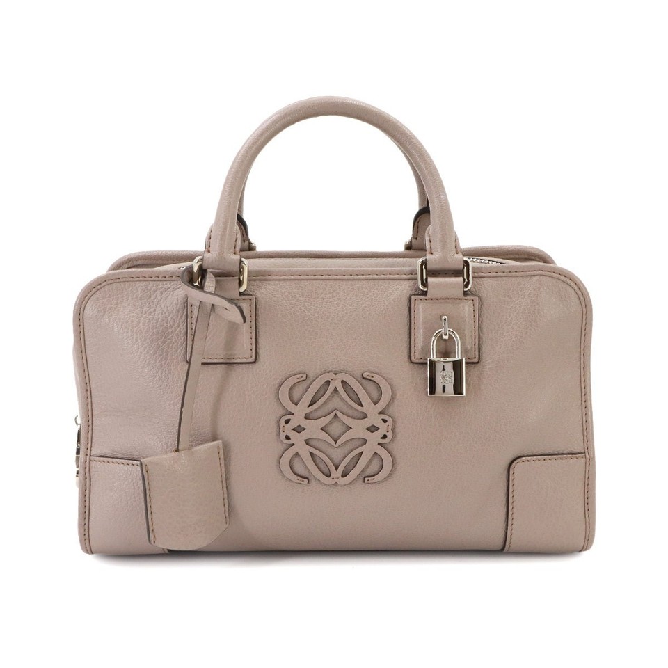LOEWE Amazona 28 Hand Bag Leather Beige Anagram Purse 90342987