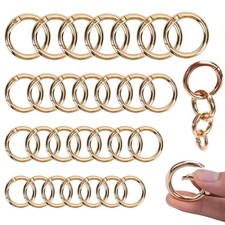 32PCS Spring O Ring Snap, 4 Size Zinc Alloy Round Carabiner Clip, Light Gold ...