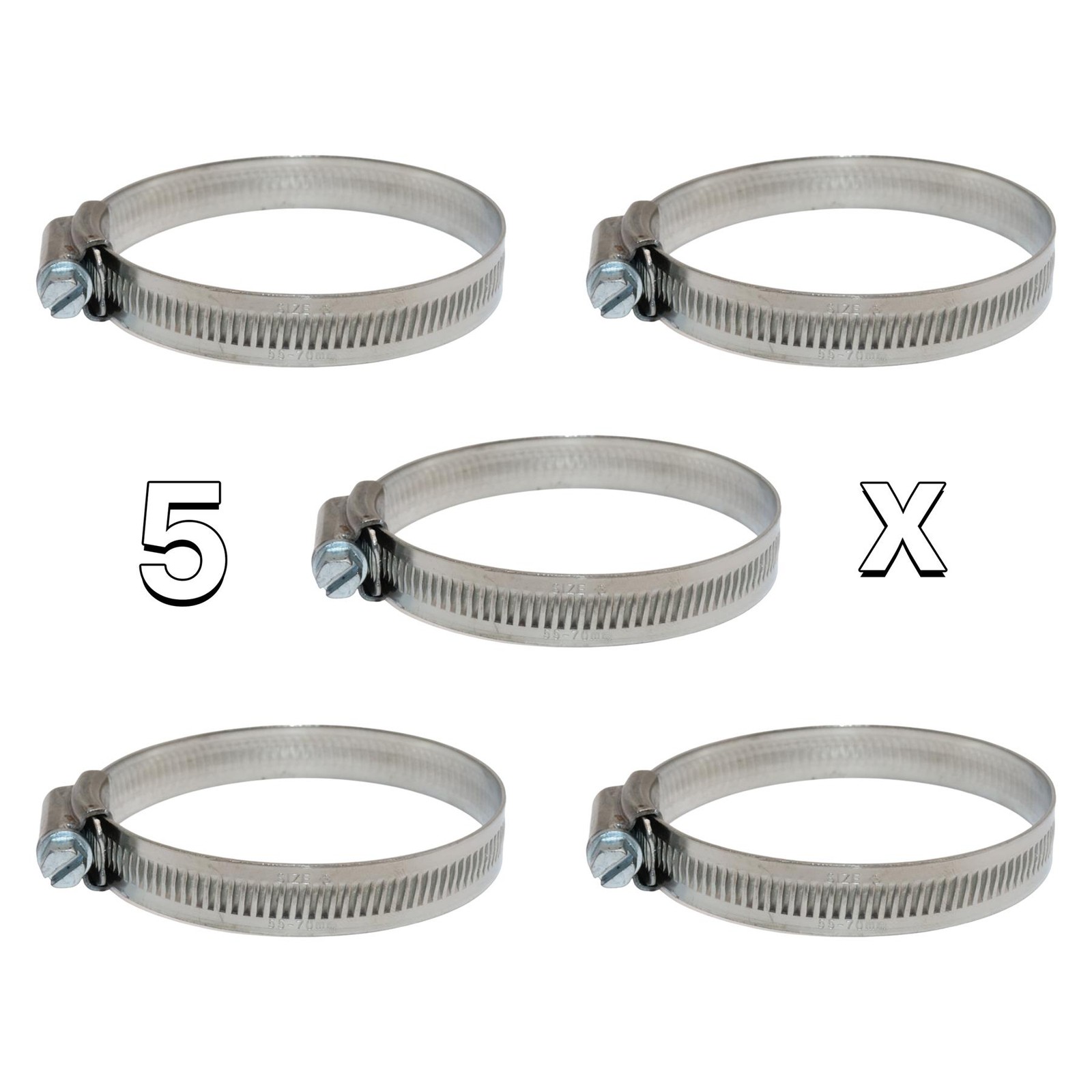 5x 304 Jubilee Clip 55–70mm Stainless Hose Pipe Clamp