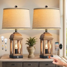 26in Farmhouse Table Lamps Set of 2 USB A C Touch 3-Way Dimmable Nightlight