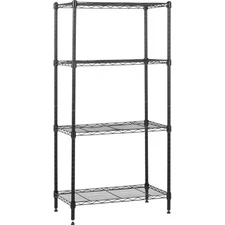 4-Shelf Steel Wire Storage Rack Adjustable Durable Garage Kitchen Black