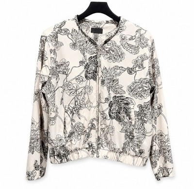 Chapter One MIM Women s M White/Black Floral Full Zip Hoodie Sweatshirt