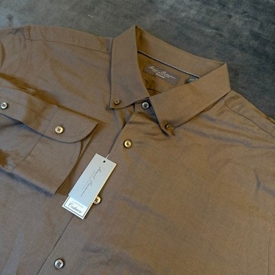 Daniel Cremieux Signature Supima Button Up Mens XXL Brown Cashmere Blend NWT