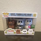 Funko Pop! Animation We Bare Bears Grizz Panda Ice Bear 3-Pack Flocked Exclusive