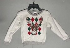 Wes  Willy Boys 6 Reindeer Deer Buck Argyle Reversible Sweater Sweatshirt, NEW