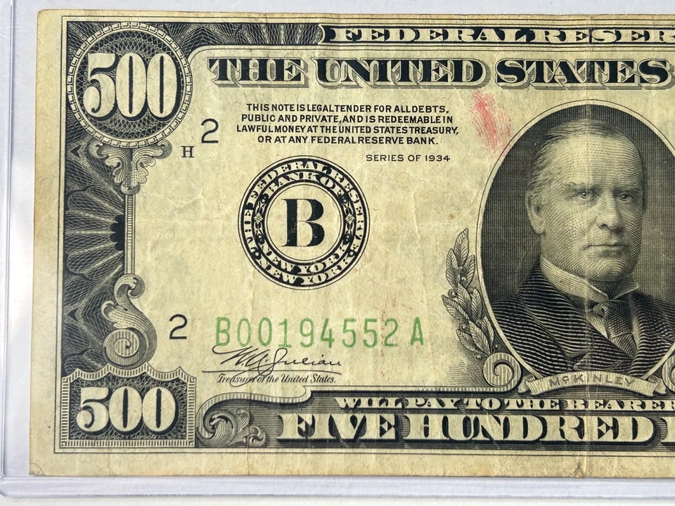 1934 $500 Federal Reserve Note New York - Image 3 of 4