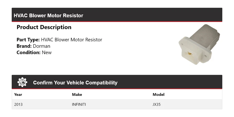 Resistencia del motor soplador de climatización Infiniti JX35 2013 Dorman Foto 2 de 4