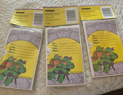 Vintage New Old Stock TMNT TEENAGE MUTANT NINJA TURTLES Party EINLADUNGEN x3 8 Packungen - Bild 4 von 4