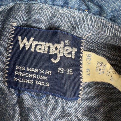 Vintage Wrangler Dead Kennedys Western Blue Denim Pearl Snap Shirt Men USA 19x36 - Bild 3 von 7